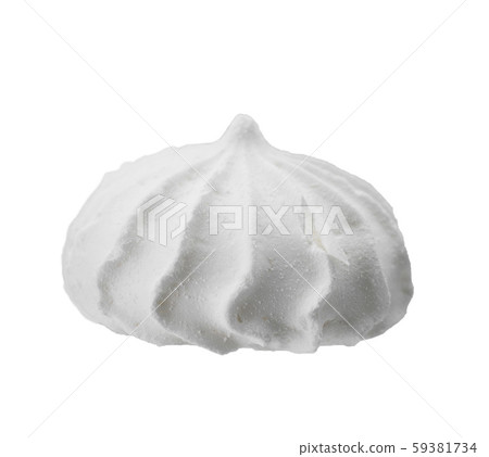 Levitating white meringues close-up 59381734
