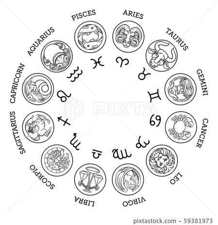 Astrological zodiac horoscope star signs icon set Stock