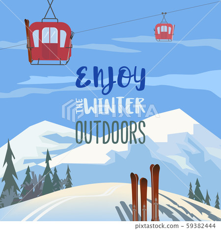 Enjoy winter outdoors retro style vector poster Enjoy winter outdoors retro style vector poster 59382444