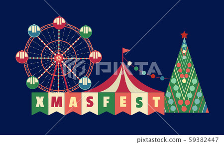 Christmas Fest Fun flat color vector poster - Stock Illustration ...