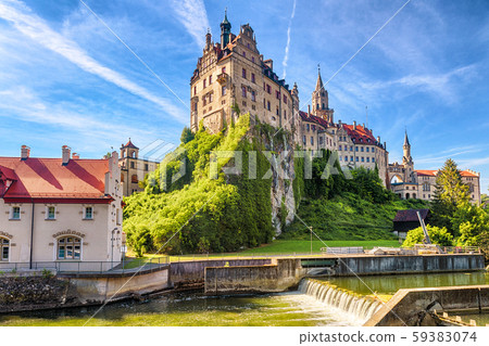 Sigmaringen Castle on rock, Germany. This famous 59383074