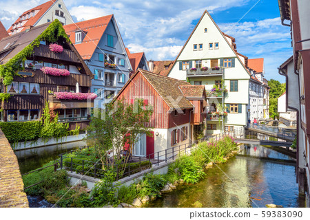 Ulm cityscape, Germany. Vintage houses in old town Ulm cityscape, Germany. Vintage houses in old town 59383090