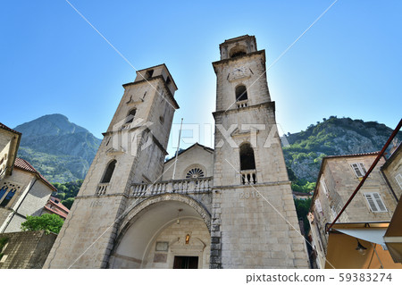 Clock Tower at St. Tryphon Cathedral in Old Town, Kotor, Montenegro Clock Tower at St. Tryphon Cathedral in Old Town, Kotor, Montenegro 59383274