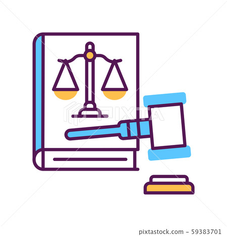 Lawsuit line color icon. Judiciary concept. Gavel, Lawsuit line color icon. Judiciary concept. Gavel, 59383701