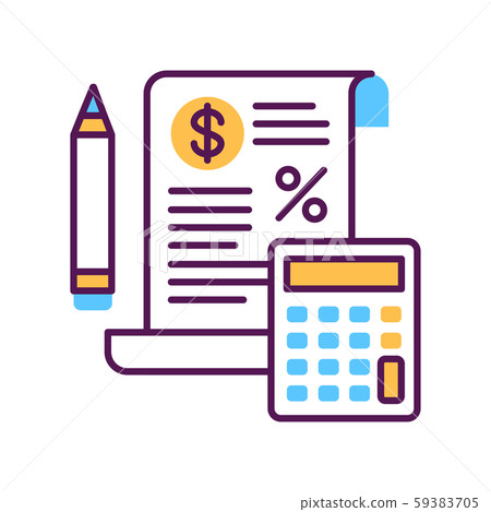 Tax government calculation vector color line icon. Tax government calculation vector color line icon. 59383705