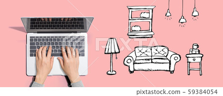 New apartment dream with person using laptop computer 59384054