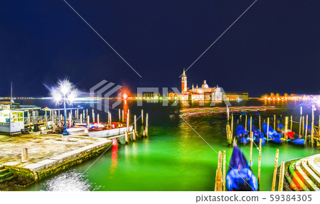 Gondolas  near  Square San Marco and Church  San Giorgio-Maggiore 59384305
