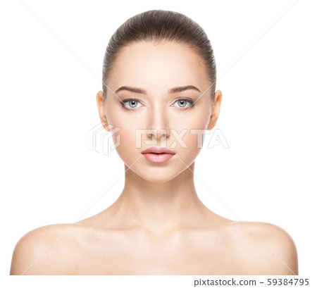 Beautiful face of young woman with healthy clean Beautiful face of young woman with healthy clean 59384795