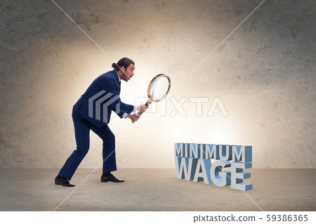 Concept of minimum wage with businessman Concept of minimum wage with businessman 59386365