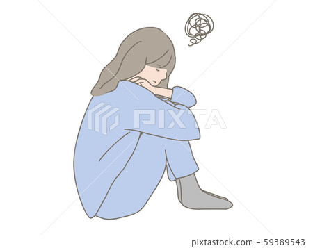 噩夢中的抑鬱症的婦女 噩夢中的抑鬱症的婦女 59389543