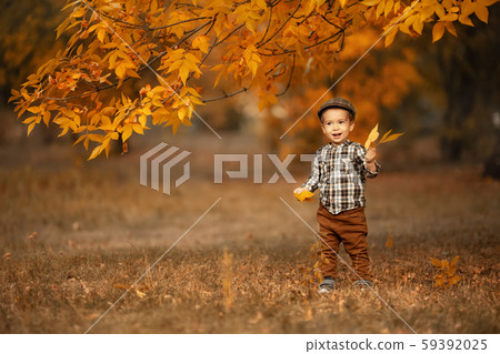 autumn portrait of happy little boy autumn portrait of happy little boy 59392025