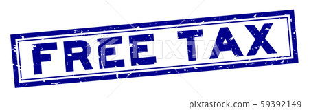 Grunge blue free tax word square rubber seal stamp 59392149
