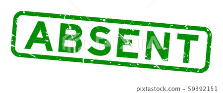 Grunge green absent word square rubber seal stamp Grunge green absent word square rubber seal stamp 59392151