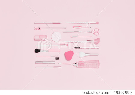 Beauty unicorn makeup brushes monochrome pink layout Beauty unicorn makeup brushes monochrome pink layout 59392990