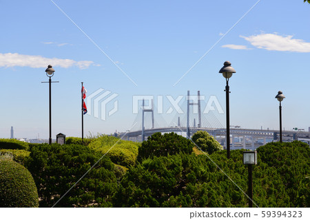 Yokohama Bay Bridge seen from the hill park where the harbor can be seen 59394323