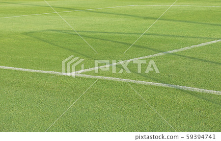 Empty football soccer field with white marks, Empty football soccer field with white marks, 59394741