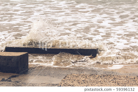 High Angle View Of Rippling Splashing Ocean Waves. High Angle View Of Rippling Splashing Ocean Waves. 59396132