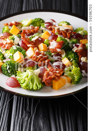 Broccoli, cheddar, grape, bacon, almond and onion 59396703