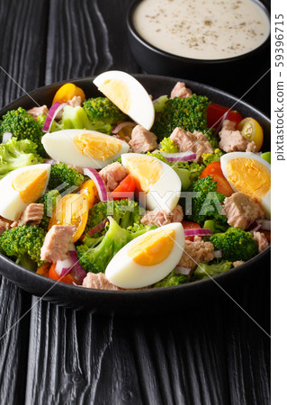 Fresh salad with canned tuna, broccoli, tomatoes, Fresh salad with canned tuna, broccoli, tomatoes, 59396715