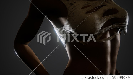 beautiful sexy woman in torn T-shirt 59399089