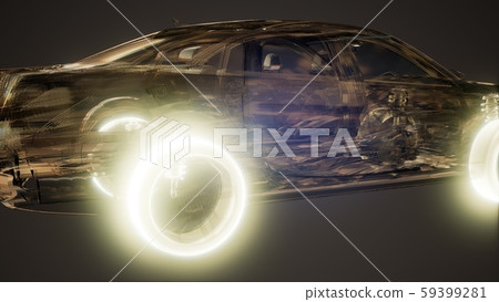 Car Wheels Glowing in Car Car Wheels Glowing in Car 59399281