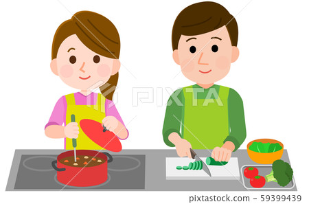 男人和女人做飯的插圖 59399439