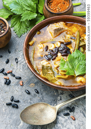 Meat soup with beans 59399463