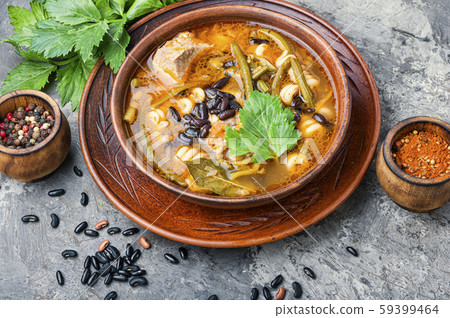 Bowl of delicious meat soup 59399464