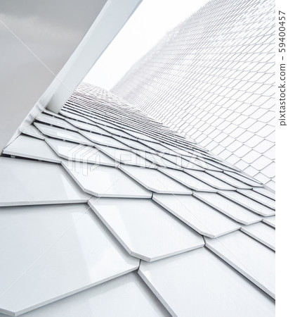 Close up of abstract geometric structure white wall and rooftop 59400457