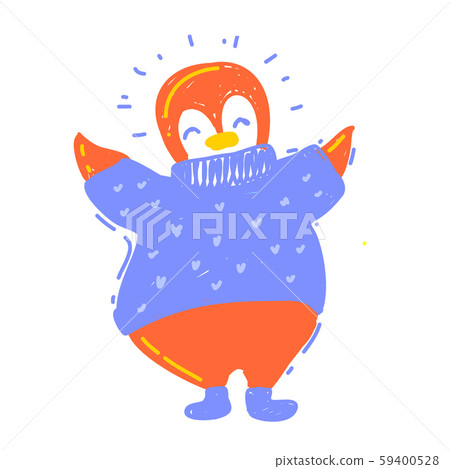 Cute Happy winter Penguin in sweater and winter boots 59400528