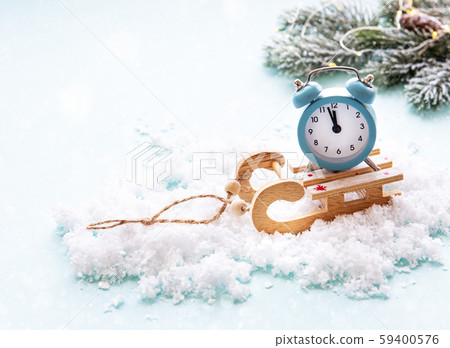 Christmas alarm clock on a toys sled 59400576