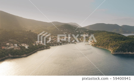 Aerial shot of the Kioni Bay and the village. Ithaca island, Greece 59400941
