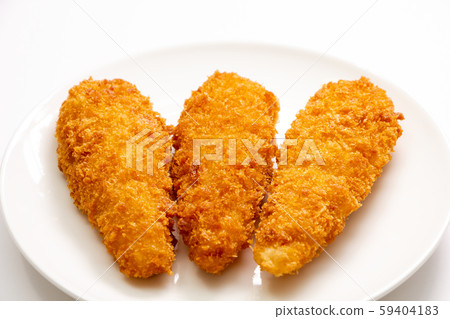 Chicken fillet fried. (White plate / white background) Chicken fillet fried. (White plate / white background) 59404183
