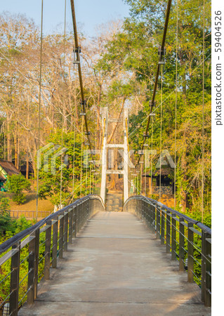 River Bridge at Sai Yok Yai waterfall , Kanchanaburi in Thailand 59404526