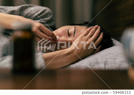 Poor health case cold cold sick woman Poor health case cold cold sick woman 59406153