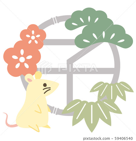 Illustration of an emblem with rat and bamboo Illustration of an emblem with rat and bamboo 59406540