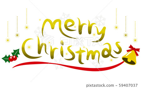 Merry Christmas stylish logo letter gold 59407037