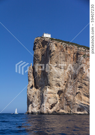 View from the sea on Cape Capo Caccia near Alghero city of Sardi View from the sea on Cape Capo Caccia near Alghero city of Sardi 59407230