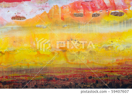 Sea shore in abstract painting. Bright oil picture. 59407607