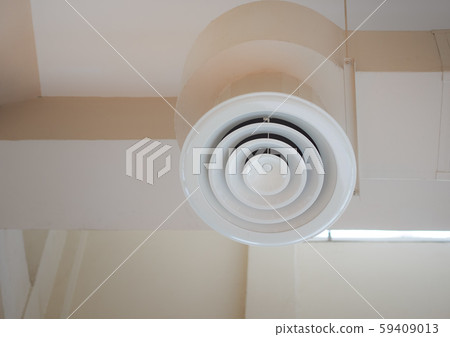 Air Ventilating tube installed on the ceiling of the office building. 59409013