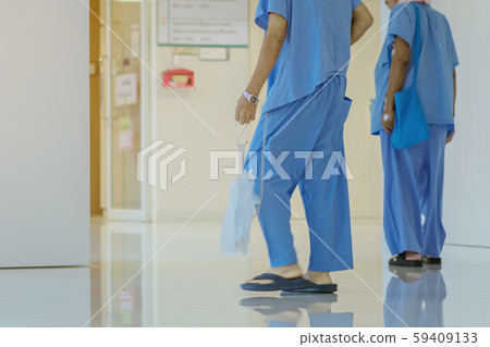 Male urinary tract patients walking for exercise and rest in the hospital Male urinary tract patients walking for exercise and rest in the hospital 59409133
