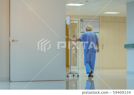 Male urinary tract patients walking for exercise and rest in the hospital Male urinary tract patients walking for exercise and rest in the hospital 59409134