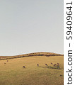landscape in field with copy space. deer in a hill. Minimal view scenic with animal and mountain. vertical backgrounds. 59409641