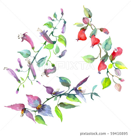 Bouquet floral botanical flowers. Watercolor background illustration set. Isolated bouquets 59410895