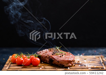 steakhouse menu rib eye steak beef meat rosemary 59411242