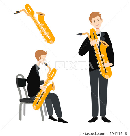 Vector illustration of man with baritone saxophone 59411548