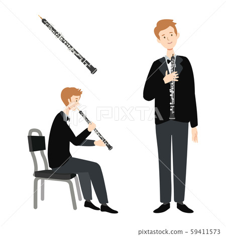 Vector illustration of man with oboe 59411573