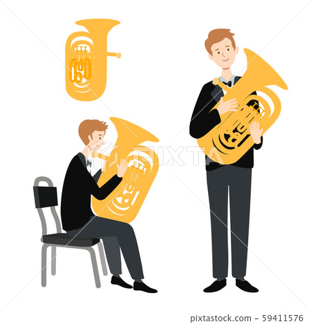 Vector illustration of a man holding a tuba 59411576