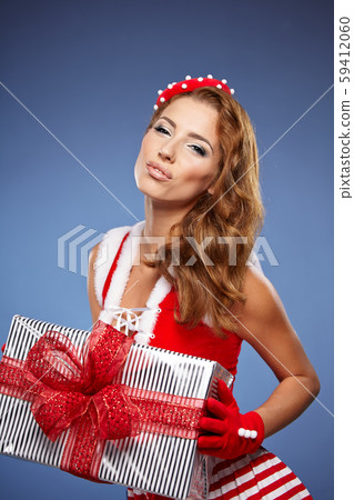 Portrait of beautiful sexy girl wearing santa 59412060