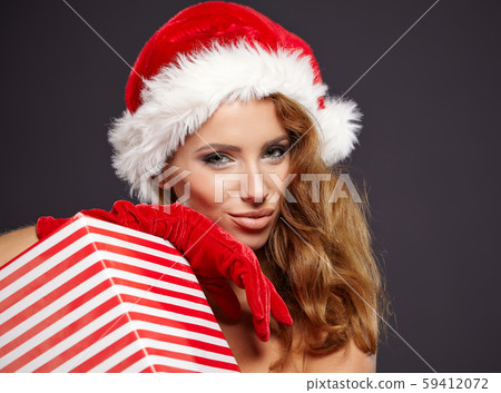 Portrait of beautiful sexy girl wearing santa 59412072
